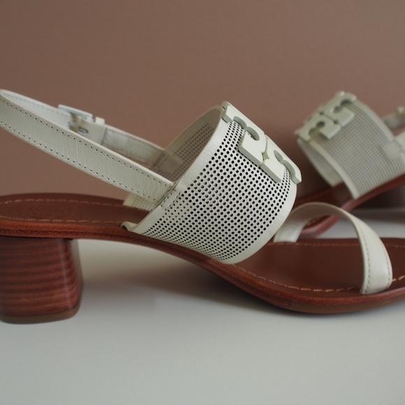 Tory Burch Lowell II Perforated Sandals-S:8 Ivory - Picture 3 of 10